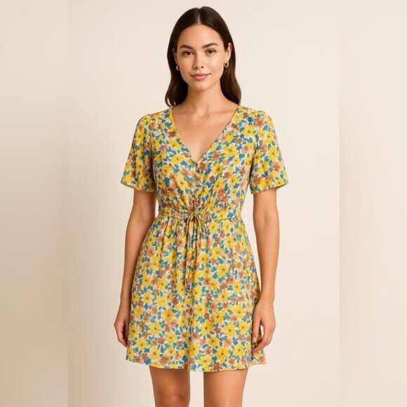 Free People Women's Yellow Floral Mini Dress New with tags - Picture 1 of 13